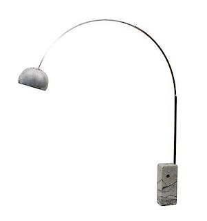 An Achille and Pierre Giacomo Castiglioni, Flos, Arco, Adjustable Floor Lamp, Italy Height 95 x width 82 x depth 13 inches