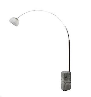 An Achille and Pierre Giacomo Castiglioni, Flos, Arco Adjustable Floor Lamp Height 95 x width 82 x depth 13 inches
