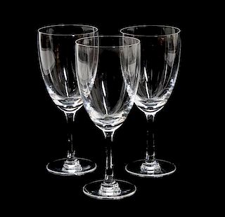 A Set of Twelve Lalique Wine Glasses Height 7 inches
