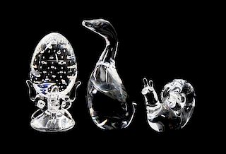 Three Steuben Glass Figures Height of first 5 1/4 inches