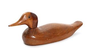 A Plain Wood Duck Decoy and Wood Wall Mount Container Length of first 16 1/4 inches