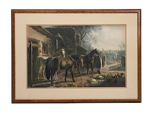 John Frederick Herring, (British, 1798-1865), Farm Scene