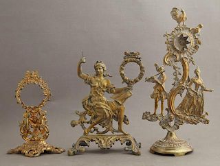 Three Pocket Watch Holders, 19th c., one depicting