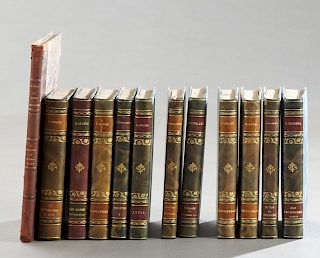 Group of Twelve French Leather Bound Books, early