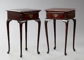 Pair of American Queen Anne Style Carved Mahogany