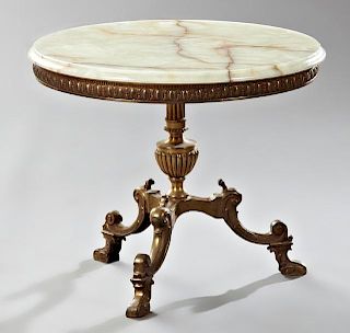 French Louis XV Style Gilt Bronze Onyx End Table,