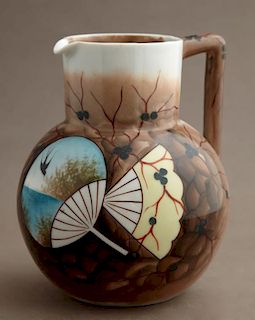French Porcelain Pitcher, c. 1880, with Japonesque