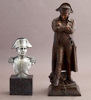 Two French Statues of Napoleon Bonaparte, one a pe
