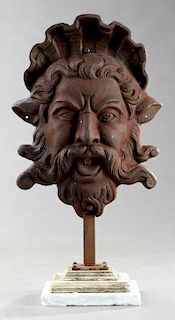Cast Iron Wall Fountain Head, 19th c., in the form