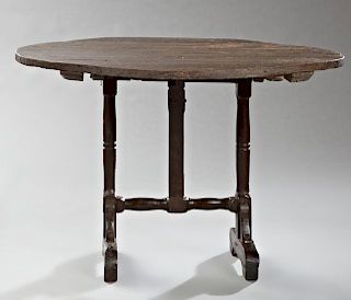 French Provincial Carved Pine Wine Tasting Table,