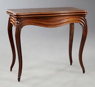 French Louis Philippe Carved Rosewood Games Table,