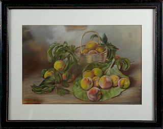 M.G. Vahl, "Still Life of Peaches in a Basket," 19