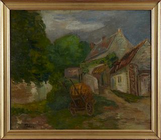 Adolphe Feder (1886-1943), "Barnyard with Hay Wago