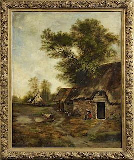 French School, "Farmhouse Scene with Cow Watering,