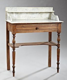 French Louis Philippe Carved Pine Marble Top Washs