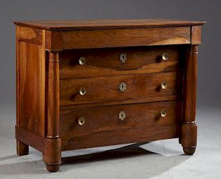 French Empire Carved Walnut Commode, 19th c., the