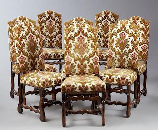 Set of Eight French Louis XIII Style Carved Birch