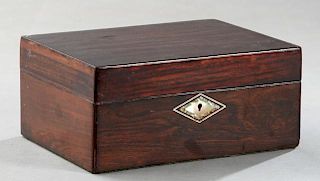 English Rosewood Dresser Box, 19th c., with an inl