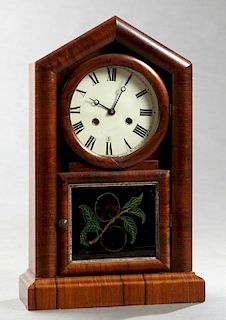 American Mahogany and Faux Bois Steeple Clock, 19t