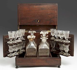 Victorian Inlaid Rosewood Liqueur Set, 19th c., th