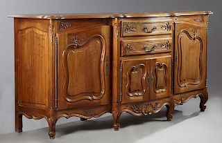 French Louis XV Parquetry Inlaid Walnut Sideboard,