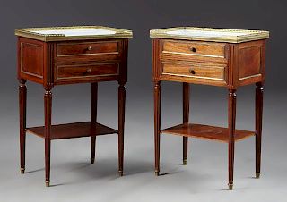 Pair of French Louis XVI Style Carved Mahogany Mar