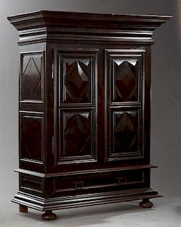 French Louis XIII Style Carved Walnut Armoire, mid