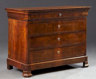 French Restoration Carved Walnut Commode, 19th c.,