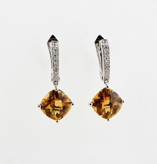 Pair of 14K White Gold Earrings, each with a penda