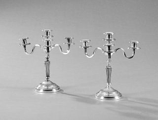 Pair of French Silverplated Four Light Candelabra,