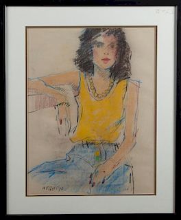 Don Wright (1938-2007), "Seated Woman in a Yellow
