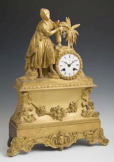 Gilt Bronze Figural Mantel Clock, late 19th c., th