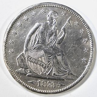 1873 ARROWS SEATED LIBERTY HALF DOLLAR AU