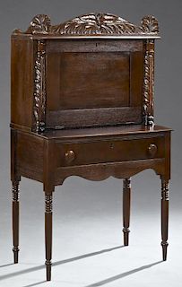 American Classical Carved Mahogany Desk, 19th c.,