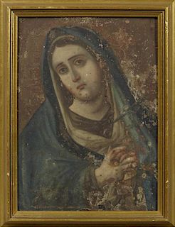 Mexican Retablo of the Virgin Mary, early 20th c.,