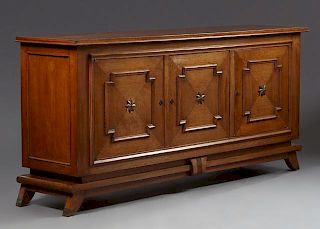 French Art Deco Carved Oak Sideboard, early 20th c