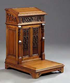 French Gothic Revival Carved Walnut Prie Dieu, 19t