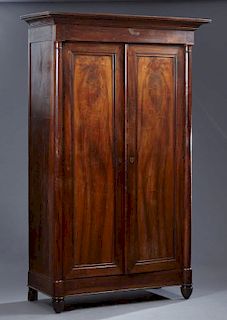 French Restoration Carved Walnut Armoire, early 19