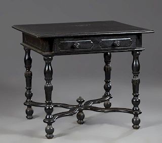 French Louis XIII Style Ebonized Oak Writing Table