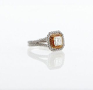 Lady's 18K White Gold Dinner Ring, with a .97 cara