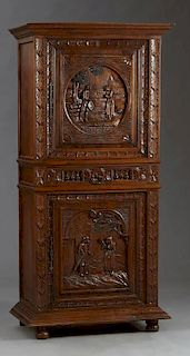 French Brittany Well Carved Oak Homme Debout, 19th