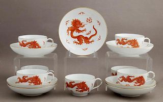 Group of Fourteen Meissen Porcelain Cups and Sauce