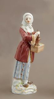 Meissen Porcelain Figure, 20th c., of a woman with