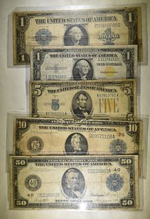 LOT OF 5 U.S. CURRENCY: