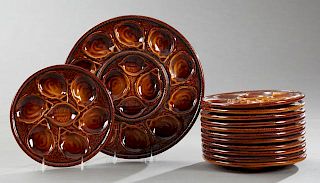 Thirteen Piece Ceramic Oyster Set, 20th c., by St.
