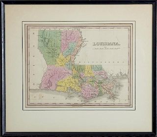A. Finley, Map of Louisiana, 19th c., hand-colored