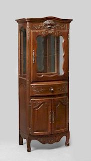 Louis XV Style Carved Walnut Curio Cabinet, early