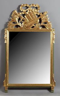French Louis XVI Style Parcel Gilt Gesso Overmante