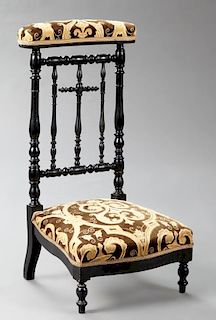 French Ebonized Prie Dieu, c. 1870, the curved uph
