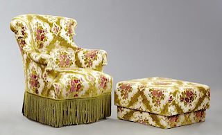 Late French Empire Style Bergere and Ottoman, mid